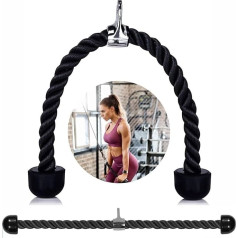 1X Heavy Duty Tricep Rope Complete Multi Cable Attachment Perfect for Fitness Bodybuilding Extensions Gym Pull Down Rope Equipment Black