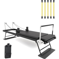 Pilates Reformer mašīna ar pretestības caurulēm, salokāms dizains, 120 kg slodzes ietilpība, kardio vingrinājumi, ideāli piemērota iesācējiem, mājās un sporta zālē