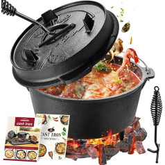 Overmont Dutch Oven uguns katls čuguna katls dārza ugunskuram, kempingiem., m