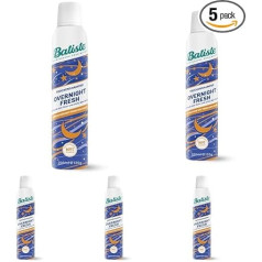 Batiste Overnight Fresh Dry Shampoo 200 ml, sausais šampūns matu atsvaidzināšanai un ieveidošanai, matu veidošanas aerosols bez skalošanas, matu tīrīšanai uz nakti (5 gabalu iepakojums)
