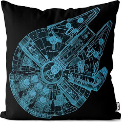 VOID Millennium Falcon Top View Cushion Cover Poliesters Ūdensizturīgs Āra Iekštelpu Falkon Raging Falcon Cushion Izmērs: 40 x 40 cm