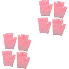 CRILSTYLEO 4 Paare Gel-handschuhe Nagelhandschuhe Halber Fingerhandschuh Feuchtigkeitsspendende Fingerlose Handschuhe Feuchtigkeitsspendende Handschuhe Wiederverwendbar Nägel Rosa Tauchen