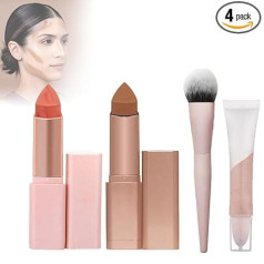 Bronzer/Contour un Blush Pen Makeup kombinācija sejas zīmuļu komplekts ar Contour Blush Plus grima suku un lūpu balzams Skaistumkopšanas sienu grima komplekts sejas grims iesācējiem