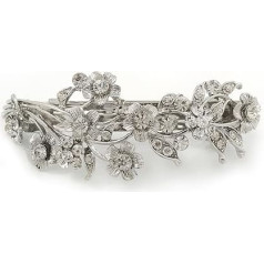 Brautschmuck/Hochzeit/Ball, Silberton, Strass, 'Geflochtene Blumen', Barrett-Haarclip