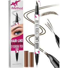 iMethod Curved Microblading Eyebrow Pencil - uzacu zīmulis 2-in-1 ar diviem galiem, uzacu zīmulis ar izliektu galu un precīzu birstītes galu, kas veido dabiskas uzacis, tumši brūns