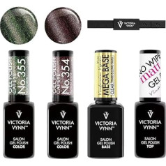 Victoria Vynn Cat Eye Gel poļu komplekts ar magnētu - hibrīda gēla lakas Aurora un Galaxy, Top Matt No Wipe, Mega Base un 4-pusīgs magnēts