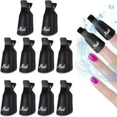 10 Stück Nagel-Clips, Nagellackentferner-Clips, Acryl-Nagelkunst-Entferner, Kunststoff, Nagel-Soak-Off-Clip, UV-Gel, für den privaten und professionellen Salongebrauch auf allen Fingern (schwarz)