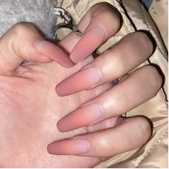 Coffin False Nails Long Fake Nails Peach Gradient Press On Nails Balerīna Akrila Stick On Nails 24 gabali sievietēm un meitenēm
