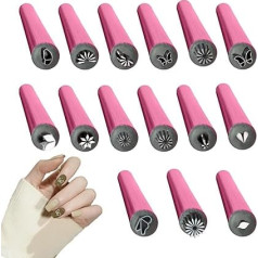 Nagelstempel - Nagel zīmogošanas komplekts | Naglu zīmogošanas komplekts | 15x Stift Stempel Nagelwerkzeuge mit 6 verschiedenen Artt Mustern Nagel Stamping Platte Nagel Stamper Kit Blume Nagel Nagel Stempel Stift Nagel