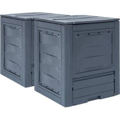 vidaXL 2 x dārza kompostētājs, ātrais kompostētājs, termiskais kompostētājs, plastmasas komposta konteiners, pelēks, 60 x 60 x 73 cm, 520 L
