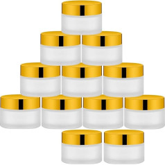 Lil Ray 1oz stikla krēma burciņas ar zelta vāciņiem Tukšas matēta stikla tvertnes atkārtoti uzpildāmāmām kosmētikas pudelītēm ziedei (12 gab.)