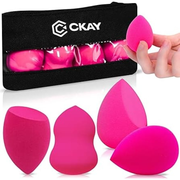 CKAY® Make-up-Schwamm für das Gesicht, Set mit 4 professionellen Make-up-Schwämmen + Aufbewahrungstasche, professionelle Make-up-Schwämme, latexfrei.