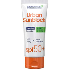 Novaclear sejas krēms ar SPF 50+ taukainai ādai, krēms ar SPF pret saules apdegumiem, krēms ar saules aizsargkrēmu 40 ml, krēms pret UVA, UVB, IR stariem, augsta aizsardzība pret saules stariem By Equalan Pharma.
