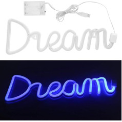 Pilipane Dream Zīmes Dimmable Neon Light Sign Unikāla inovatīva dekoratīvā LED gaisma Dream formā guļamistabai, viesistabai, bērnu istabai, ballītei