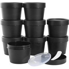 LONGWAY Tukši kosmētikas trauciņi ar platu muti, plastmasas trauciņi ar platu muti, kas paredzēti DIY gļotu veidošanai vai glabāšanai ceļojuma laikā (9 gabali, melni), melns, melns