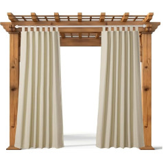 JEMIDI Patio āra aizkars 1gab Ūdensnecaurlaidīgs Velcro siksnas x 5 krēmkrāsains