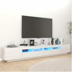 Homgoday TV skapītis ar LED apgaismojumu, augstas spīduma baltā krāsā, 260 x 35 x 40 cm, Izklaides centra skapītis, TV skapītis, HiFi skapītis, Stereo skapītis, TV skapītis, Dzīvojamās istabas mēbeles, Mājas, Iekštelpu mēbeles