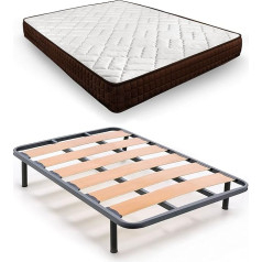 HOGAR24 ES Viscosoft Dream Flex 15 matracis + redeļu pamatne ar platām līstēm, pastiprināta ar 32 cm kājām Izmēri: 120 x 190 cm