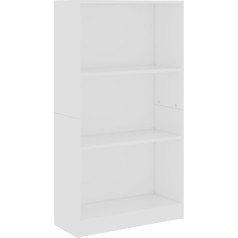 Vidaxl Grāmatu plaukts, 3 nodalījumi, Augstāks plaukts, Dokumentu plaukts, Sienas plaukts, Telpu dalītājs, Biroja plaukts, Daudzfunkcionāls plaukts, Balts, 60 x 24 x 109 cm, Koka materiāls
