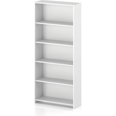 Vbchome Grāmatu skapis 80 x 180 x 30 cm, balts grāmatu skapis ar 4 nodalījumiem, stāvošs plaukts, biroja plaukts, universāls skapis priekšnamam, guļamistabai, viesistabai, bērnu istabai (balts, 80 cm)