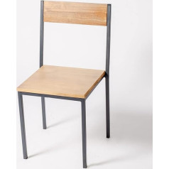 Addecor Ēdamistabas krēsls brūnā krāsā | Dzīvojamās istabas krēsls no masīvkoka ar dzelzs rāmi | 50 x 45 x 97 cm | Teksasas modelis | Industriālā stila virtuves krēsls