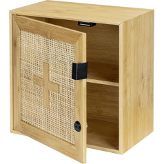 Wenko Allegre Medicīnas skapis Slēdzams uzglabāšanas skapis Bambusa rotangpalmas pīts uzglabāšanas skapis Boho stilā ar stiprinājumiem 30 x 30 x 17,8 cm Dabisks