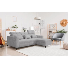 All4All Inez Stūra dīvāns, Dīvāni ar gultas funkciju, Dīvāns ar gultas kastīti, Mēbeles, Dīvāns ar USB, Moderns stūra dīvāns, Stūra dīvāns, L-veida dīvāns, Mīkstie dīvāni, Regulējami galvgaļi, Sēdvieta 26