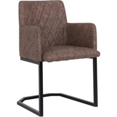 Woodkings ® Clinton konsolveida krēsls ar roku balstiem, mākslīgā āda, brūns, metāla, melns, ēdamistabas krēsls ar roku balstiem, moderns, dizaina krēsls, metāla krēsls, virtuves krēsls, ērts (brūns - 1 iepakojums)