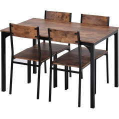 Durab Ēdamistabas komplekts, ēdamgalds ar 4 krēsliem, balkonam, ēdamistabai, viesistabai, Vintage Brown