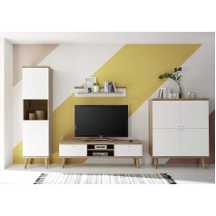 Beauty.scouts Möbel Im Scandic VII Riviera Oak NB/White Matt 4 komplekti 337 (317) x 197 x 40 cm Viesistabas siena Viesistabas mēbeles