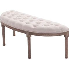 HOMCOM Button Tufted Bench Seat, Vintage/Retro stila atpūtas krēsls ar lina polsterējumu un koka rāmi
