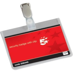 5 Zvaigžņu biroja identifikatori ar plastmasas klipsi 60x90 mm (iepakojums 25)