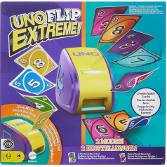 Mattel Games - UNO Flip Extreme kāršu spēle bērniem, pieaugušajiem un visai ģimenei, apvieno UNO Flip un UNO Extreme vienā spēlē, ģimenes spēle no 7 gadiem, JCH61