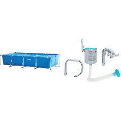 Intex Taisnstūra formas baseins - Virszemes baseins - 450 x 220 x 84 cm un virsmas skimeris - Deluxe virsmas skimeris pie sienas - Piekaramais skimeris