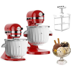 TPGSING Ledus veidošanas piederums KitchenAid pastāvīgajam mikserim, saderīgs ar 4,5 Qt un lielākiem pastāvīgajiem vai noliektajiem mikseriem, 2 QT saldēta jogurta saldējuma saldējuma un sorbeta ledus trauks Kitchenaid miksera piederumiem