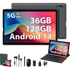 MAXLEGEN planšetdators 10 collu Android 14 ar 36GB RAM + 128GB ROM/TF 2TB, 2.4G/5G WiFi 6, Octa-core 2.0GHz, Bluetooth 5.0, 8MP kamera, 10 collu skārienjūtīgais planšetdators ar tastatūru, peli, austiņām, korpusu