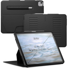 Zugu iPad Air Case 13 Inch M2 2024 / iPad Pro 12.9 (3./4. paaudzes), plāns aizsargvāciņš, 10 leņķu magnētiskais statīvs, uzlādes iPad pildspalva, automātiska miega/izslēgšanās [ Black ]