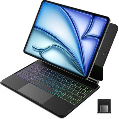 Inateck NEO Magic Keyboard Case for iPad Air 6 11 Inch 2024, iPad Air 5/4, iPad Pro 11 Inch (4/3/2/1), Magic Keyboard ar viedo savienotāju, 3 zonu apgaismojums, peldošs statīvs, QWERTZ, KB19117
