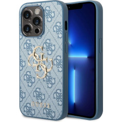 Guess Big Metal Logo Collection Apple iPhone 14 Pro Max cietais korpuss, aizsargvāciņš, apvalks, apvalks, zils