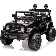12 V braucamais auto bērniem, licencēts Toyota braucamais auto, ar akumulatoru darbināms elektriskais bērnu auto ar tālvadības pulti, mūziku, LED gaismām, piekares sistēmu, dubultām durvīm, drošības jostu (melns)