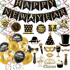 wenweo Happy New Year Decoration 2025, Jaungada vakara dekorēšana 2025, dekorēšana Jaungada vakara ballīte Ietver strūmeri Jaungada vakars, galda dekorēšana Jaungada vakars, Laimīgu Jauno gadu virtene,