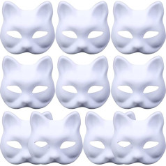 Baltā DIY maska Ar rokām apgleznota maska Karnevāla maska DIY maska Ball Ball Party Mask Balta maska Nekrāsotas kaķu maskas Lapsa maska Cosplay maskas Kostīmu maskas Tukša maska maskarādes pusei, 10 gab. iepakojumā