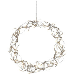 EGLO 411012 LED gaismas vainags, logu gaismas Ziemassvētku vainags, sudraba krāsā, Ziemassvētku vainags ar vadu, izgaismots logu rotājums, silti balts, diametrs 30 cm
