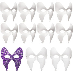 zrfgbbxim 10 papīra masku komplekts krāsošanai, tauriņa maska, DIY baltās maskas krāsošanai, neapkrāsotas DIY papīra maskas, Cosplay maskas Helovīna masku ballīšu maskas, masku maskas masku ballīšu maskas