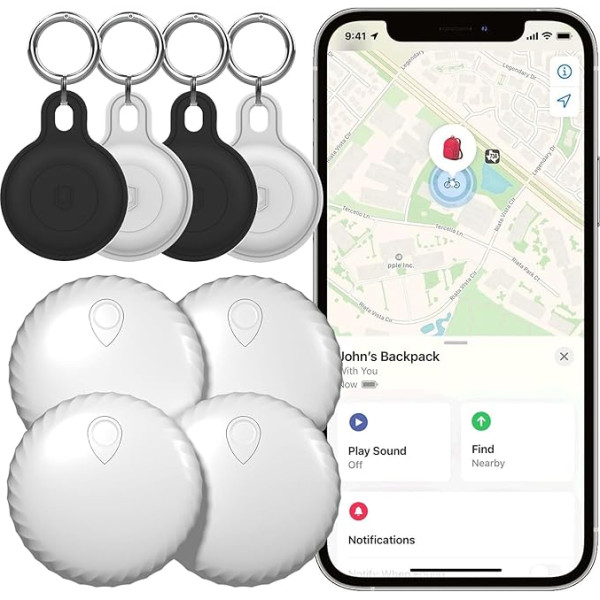 FinderTag Airtag alternatīva, atslēgu meklētājs 4 Pack, GPS lokators, saderīgs ar FindMy (tikai iOS), gudrais meklētājs kaķim, sunim, kakla siksnai, bagāžai, čemodānam, IP67 ūdensizturīgs