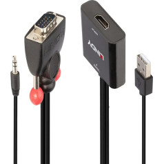 LINDY VGA adapteris [1x VGA vīrietis, 3,5 mm kontaktdakša spraudnis - 1x HDMI sieviete, USB 3.2 Gen 1 sieviete A (ASV)
