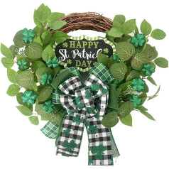 CIR OASES St. Patrick's Day Kranz, 45,7 cm, irische Weihnachtskränze, Frühlingskränze, grüne Blattkränze, vierblättriges Kleeblatt, Schleifenkränze, Veranda, Wohnzimmer, Dekoration, Kränze, Party,