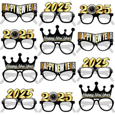 KatchOn, Happy New Year Brillen 2025-12 Stück Neujahr Photo Booth Requisiten 2025 | Silvester Brille, Happy New Year Dekorationen 2025 | Silvester Party Supplies 2025, Neujahr Sonnenbrille