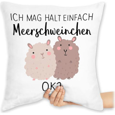 Shirtracer Spilvens 40 x 40 cm Dekoratīvs spilvens - paziņojums ar teicienu - Ich mag Halt einfach Meerschweinchen OK? - 40 x 40 cm - Balts - ar uzrakstu un teicienu Jūrascūciņa ar uzrakstu Jūrascūciņa smieklīga OK