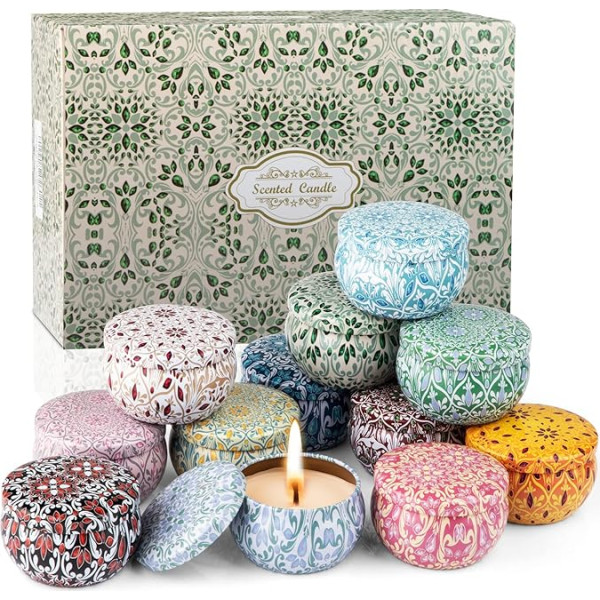 12 aromātisko sveču dāvanu komplekts sievietēm, aromātisko sveču dāvanu komplekts, sojas vaska aromātisko sveču komplekts Ziemassvētku dekorēšanai, neliels dāvanu komplekts Ziemassvētkiem, Mātes dienai, dzimšanas dienai, Valentīna dienai,